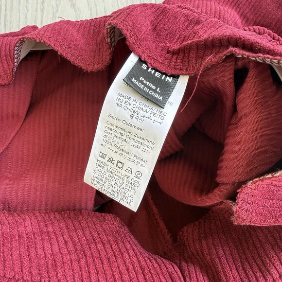 Shein Petite Large Maroon Velvet Ribbed Pull-On Skirt Soft Fit - Picture 6 of 8